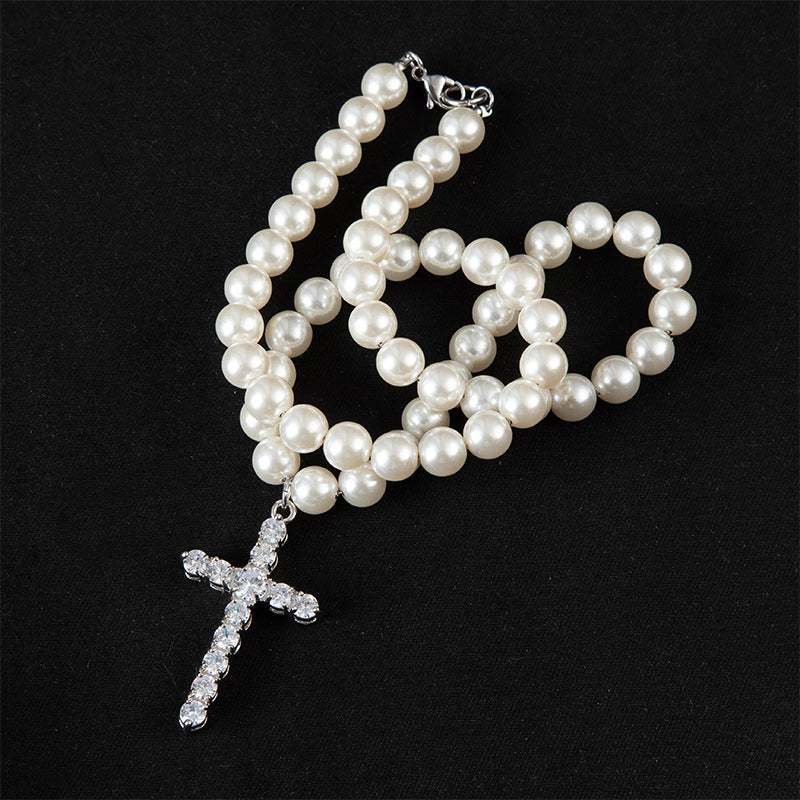 Fashion Pearl Cross Necklace For Men